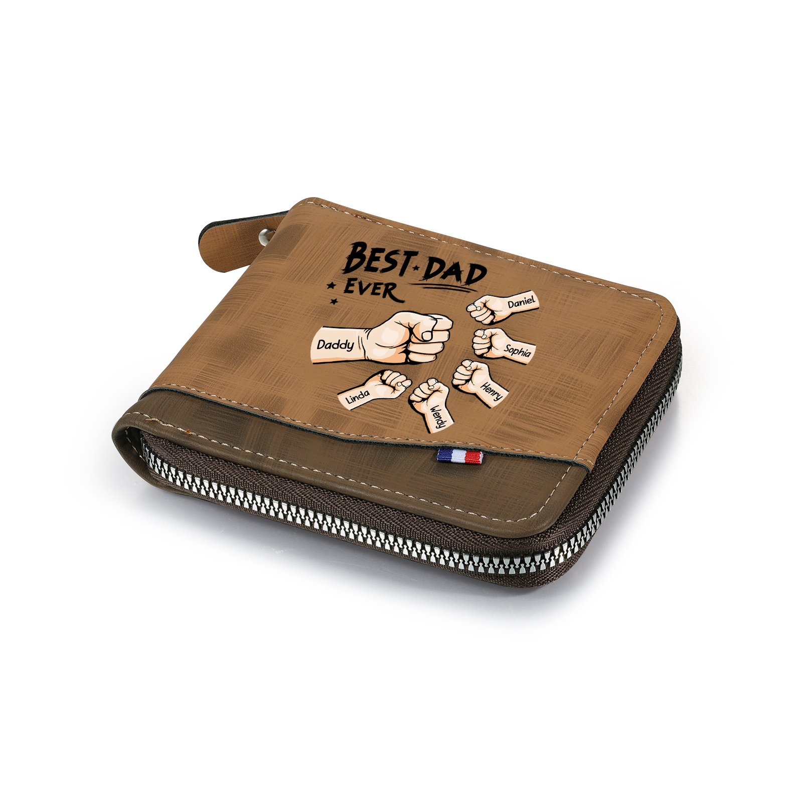 6 Names & 1 Text Custom Wallet for Men – Personalized Best Dad Gift, Perfect for Father's Day | Jessemade