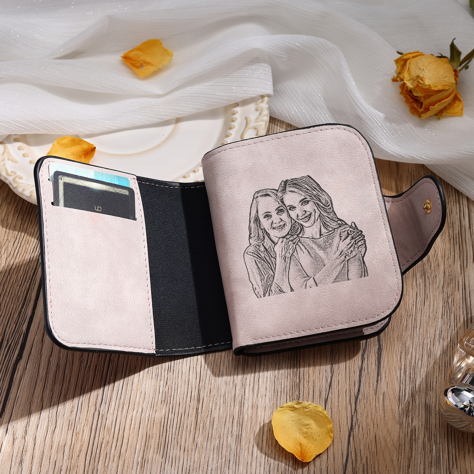 Personalised Photo & Initial & Name PU Leather Wallet for Women | Jessemade