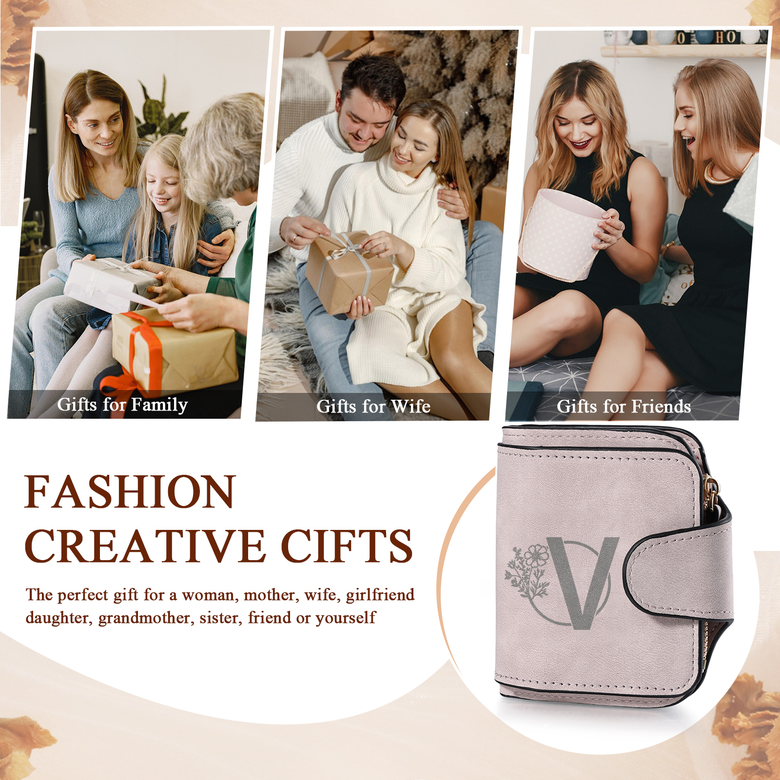 Personalised Photo & Initial & Birthflower PU Leather Wallet for Women | Jessemade