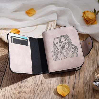 Personalised Photo & Initial & Birthflower PU Leather Wallet for Women | Jessemade