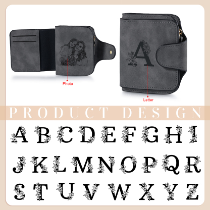 Personalised Photo & Initial & Name PU Leather Wallet for Women | Jessemade