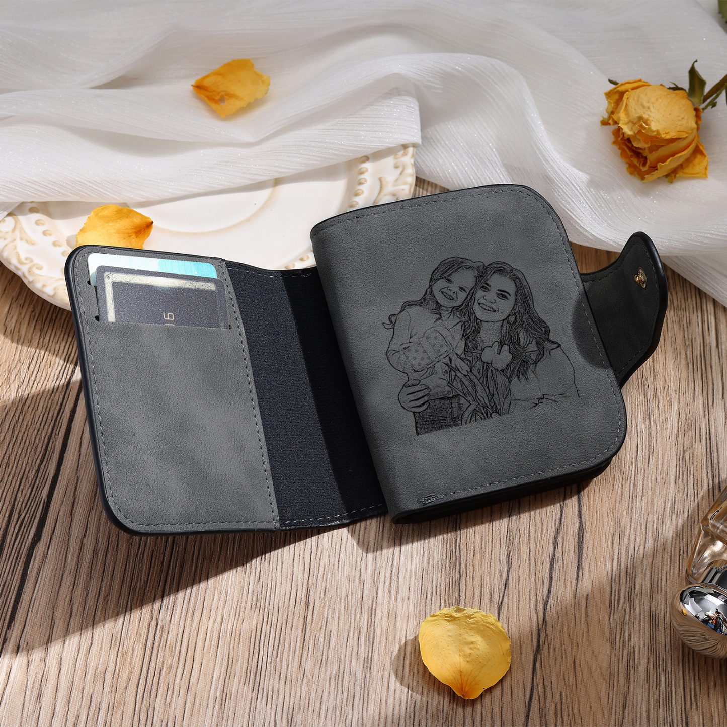 Personalised Photo & Initial & Name PU Leather Wallet for Women | Jessemade