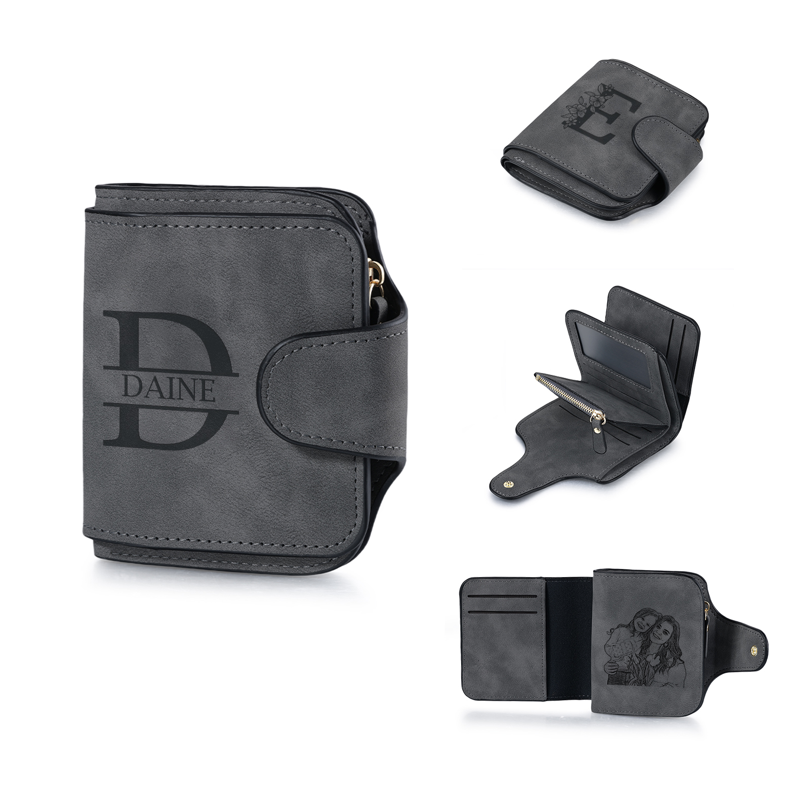 Personalised Photo & Initial & Name PU Leather Wallet for Women | Jessemade