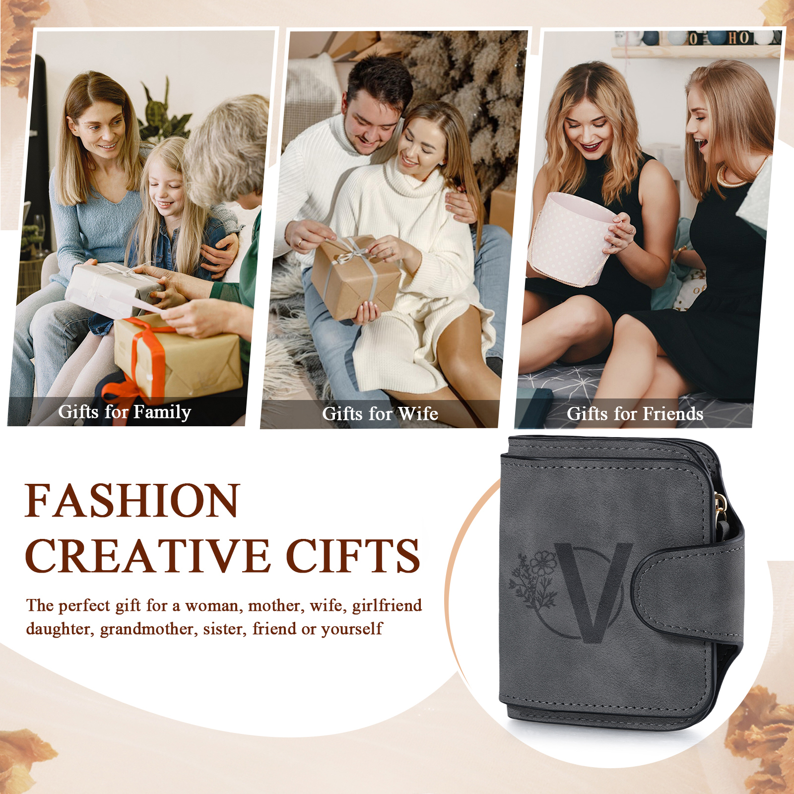 Personalised Photo & Initial & Birthflower PU Leather Wallet for Women | Jessemade