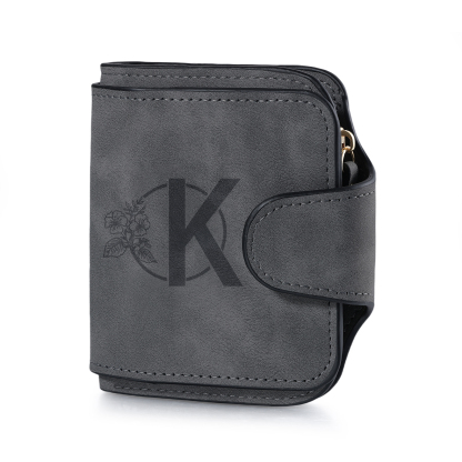 Personalised Photo & Initial & Birthflower PU Leather Wallet for Women | Jessemade