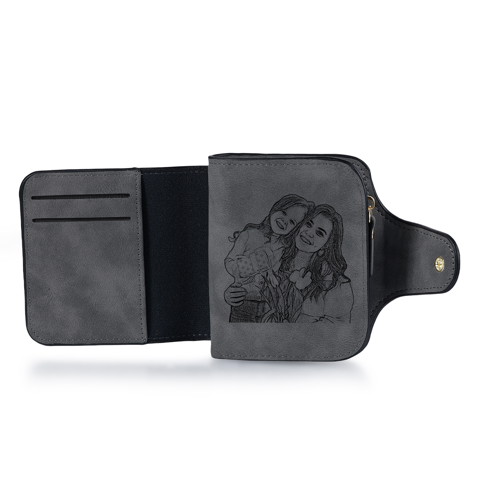 Personalised Photo & Initial & Birthflower PU Leather Wallet for Women | Jessemade