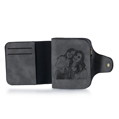 Personalised Photo & Initial & Birthflower PU Leather Wallet for Women | Jessemade