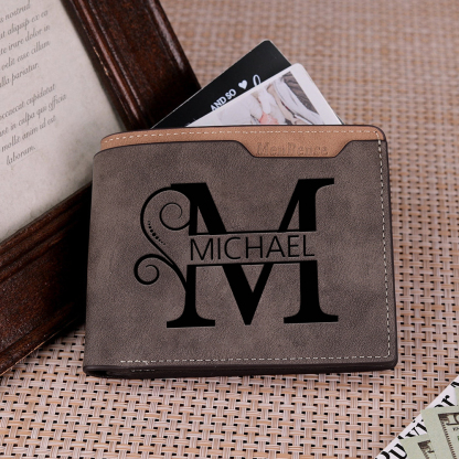 Personalised DAR Leather Wallet with Monogram & Name – Custom Initial 
