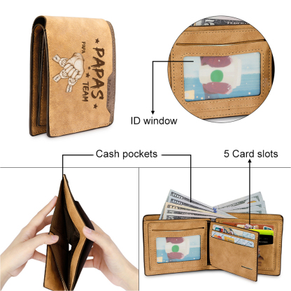 4 Names Personalised Papa's Team Wallet – Custom Father's Day Gift for Dad | Jessemade