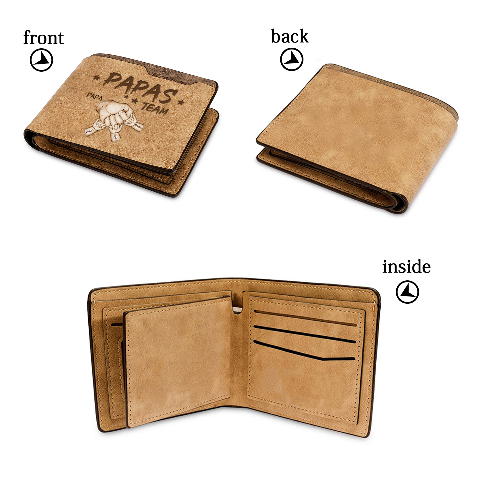 4 Names Personalised Papa's Team Wallet – Custom Father's Day Gift for Dad | Jessemade