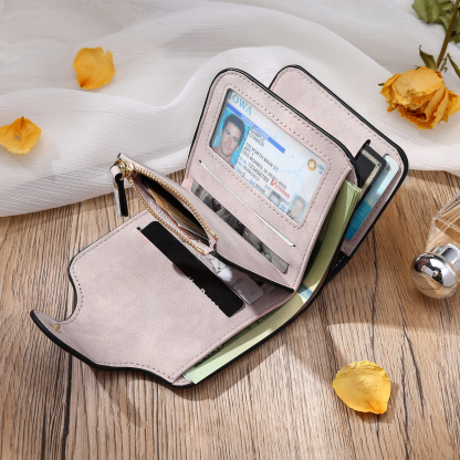 Personalised Photo & Initial & Birthflower PU Leather Wallet for Women | Jessemade