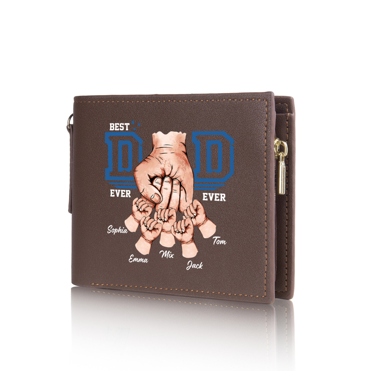 5 Name & 1 Photo Personalized Best Dad Wallet – Custom Father's Day Gift | Lorajewel
