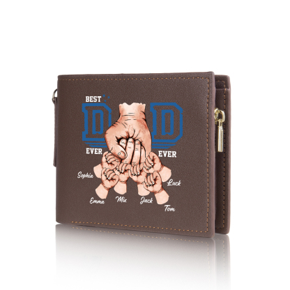 6 Names & 1 Photo Personalized Best Dad Wallet – Custom Father's Day Gift | Lorajewel