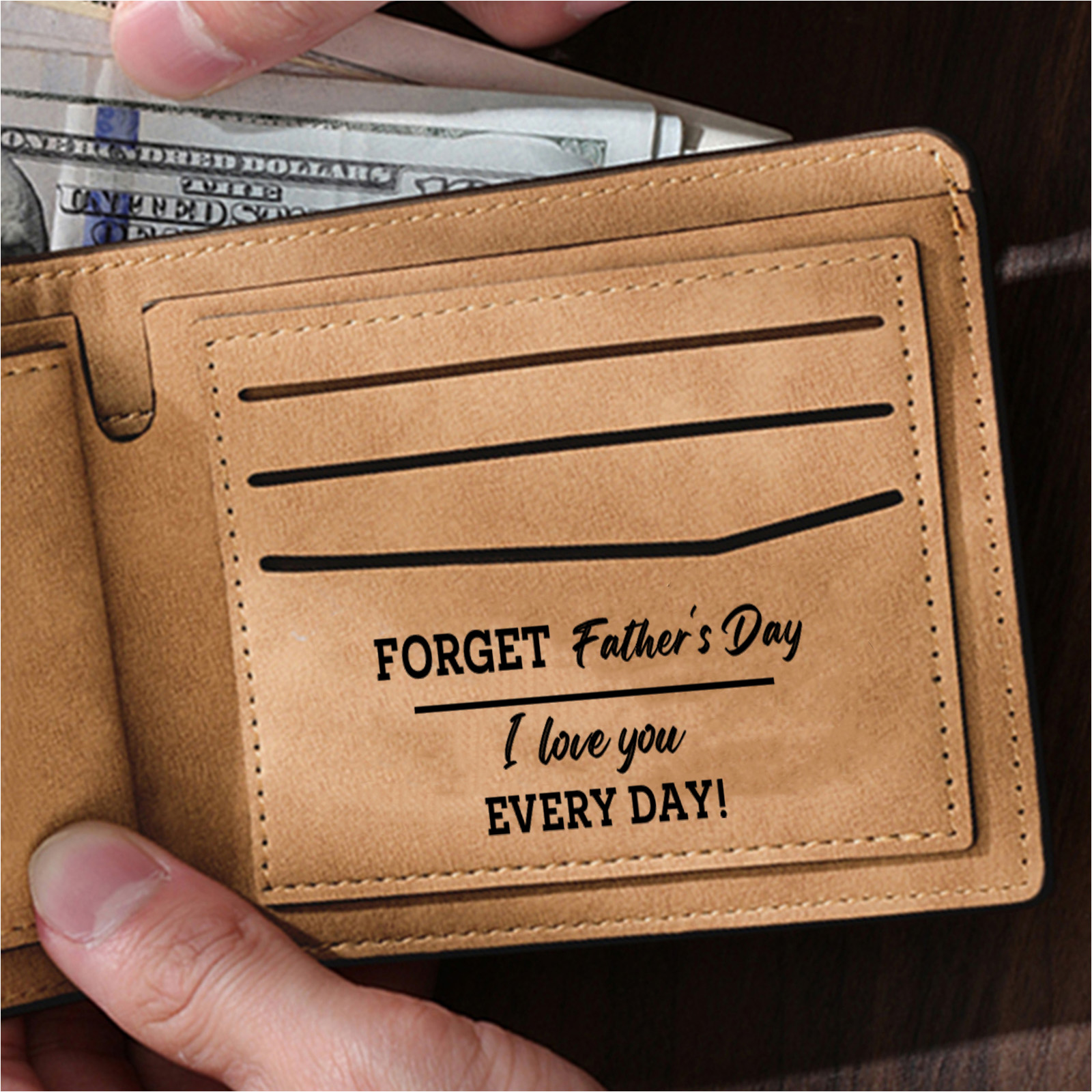 Personalised Wallet with 1–6 Custom Names for Best Dad 