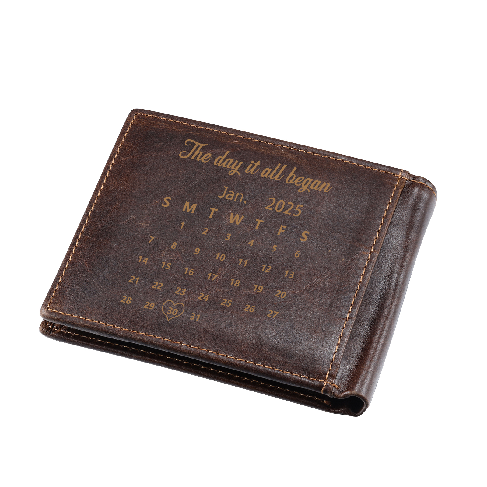Personalised Engraved Photo Genuine Leather Wallet for Men