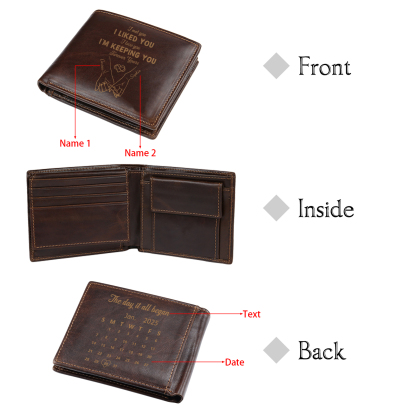 Personalised Engraved Photo Genuine Leather Wallet for Men