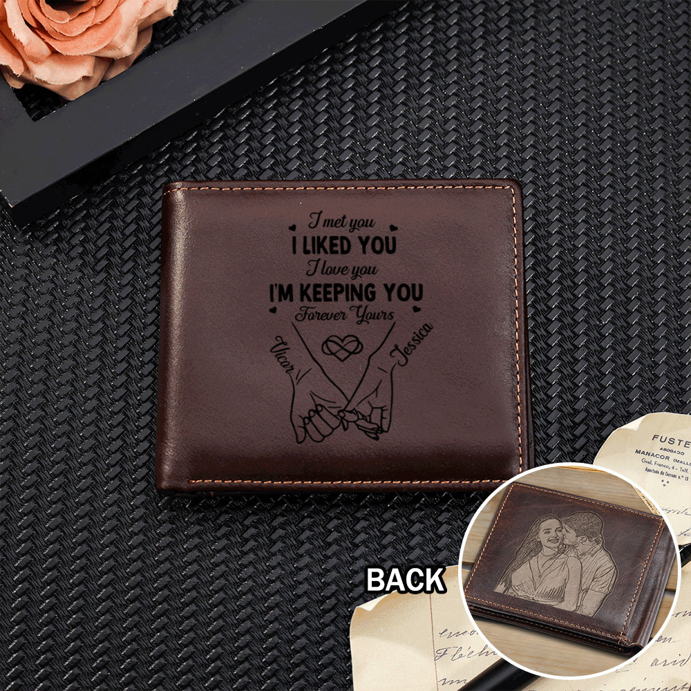 Personalised Engraved Photo Genuine Leather Wallet for Men