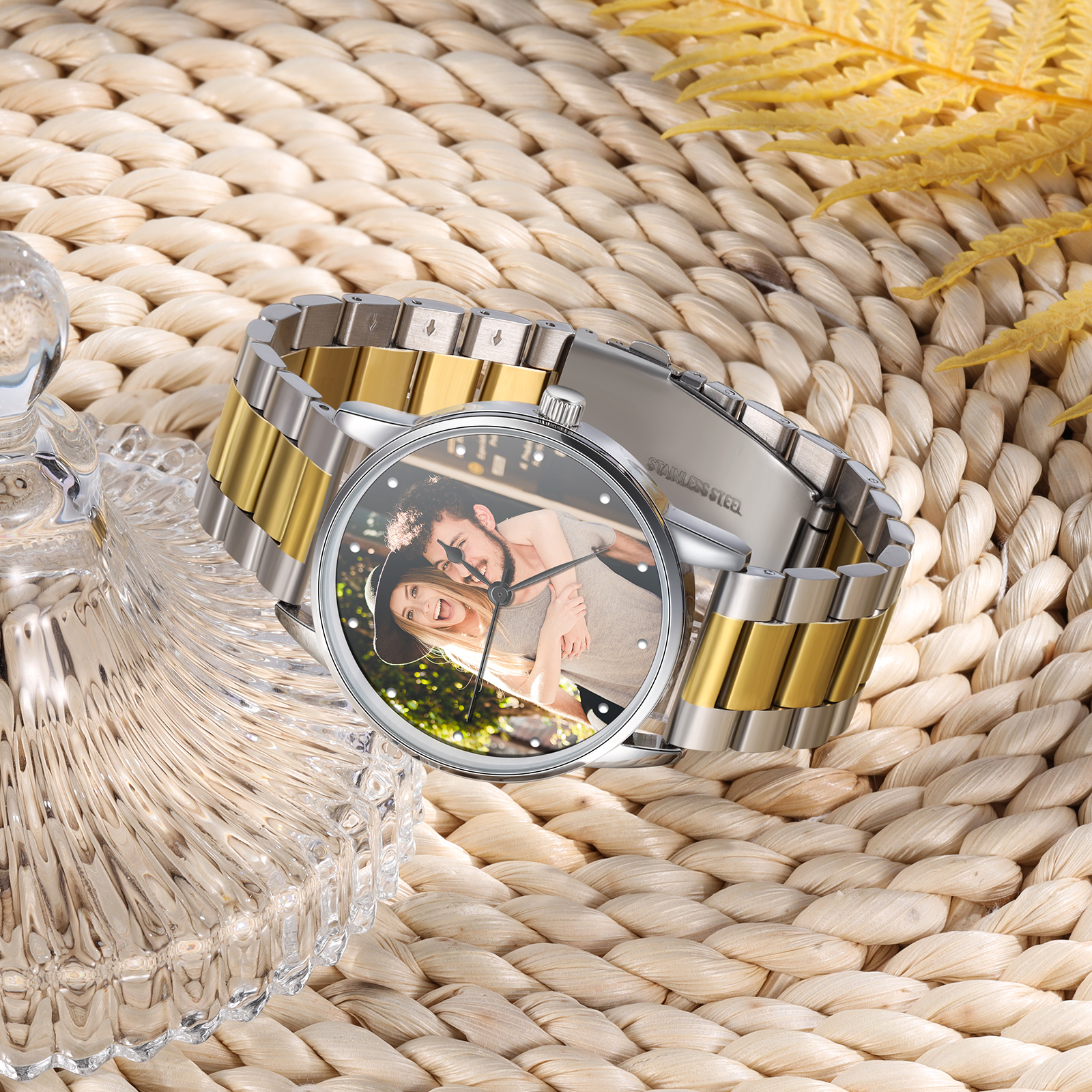 Personalized Photo Men's Watch with Custom1 Photos and 1 Text Watch Gifts for Him | Jessmade