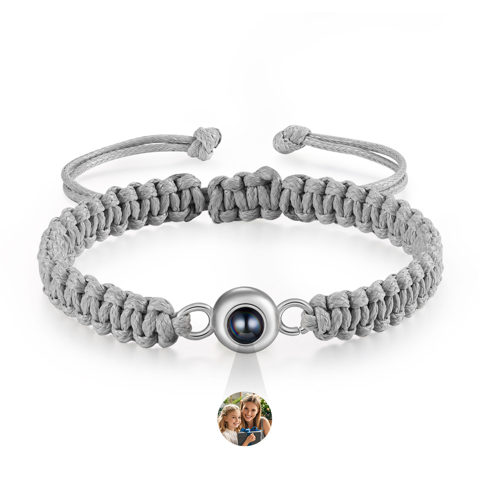 Personalised S925 Boho Macrame Projection Photo Bracelet