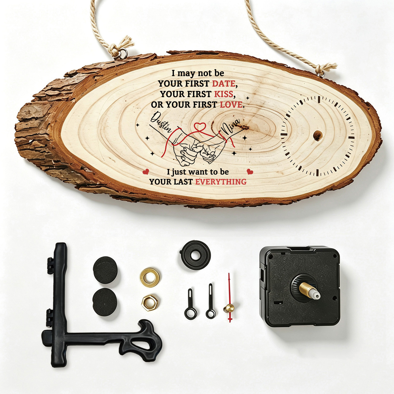 Personalised Rustic Wooden Couple’s Clock Gift