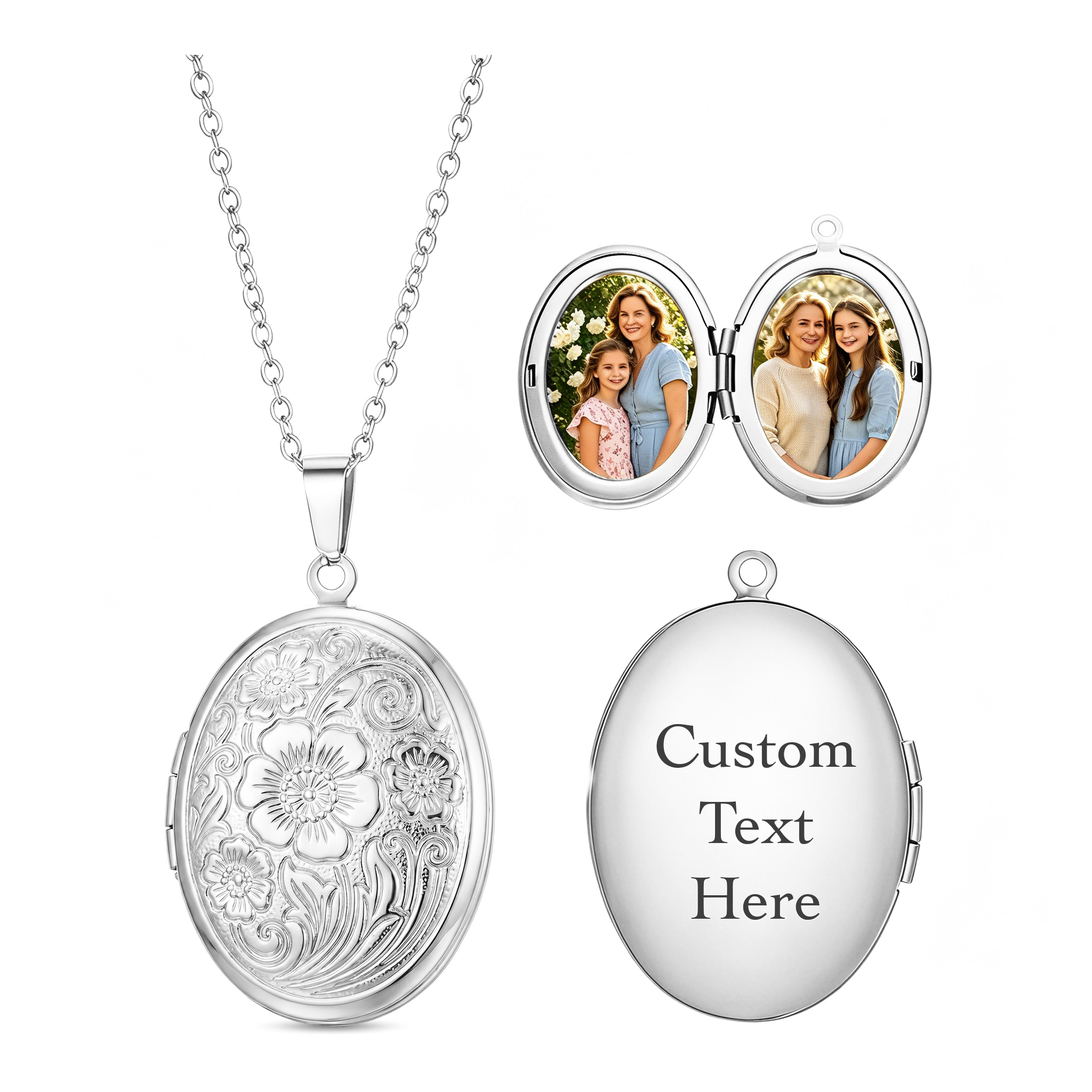 Personalised Photo & Text Medallion Necklace with NFC for Women