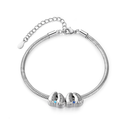 Personalised 2-5 Names Birthstone Feet Bracelet Custom Names and Dates Gift for Women | Jessemade