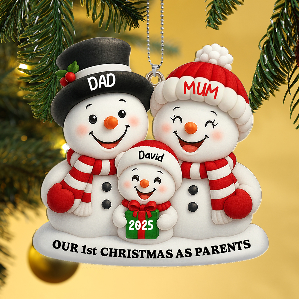 Personalised Snowman Family 1st Christmas Ornament
