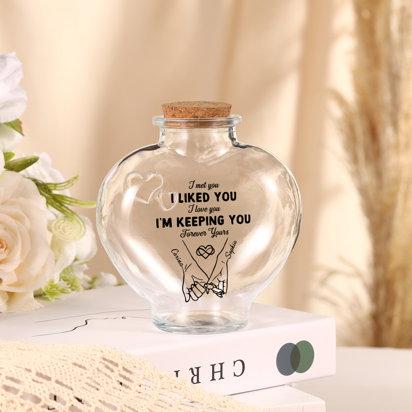 Personalised Heart Glass LED Message Bottle Lamp