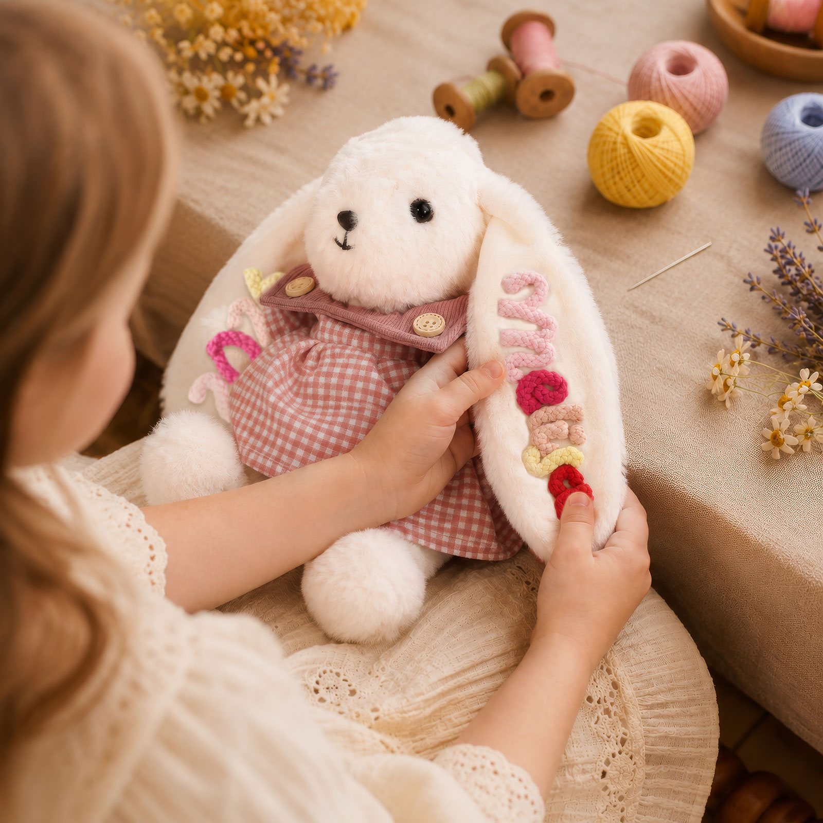 Personalised Pink Bunny Plush Doll Keepsake Gift For Kids