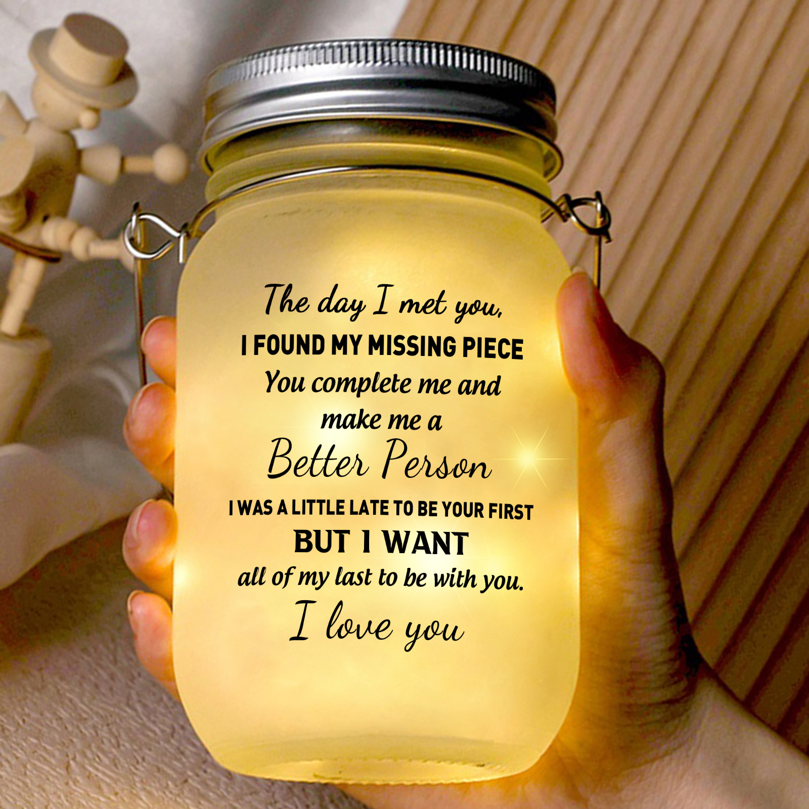 Personalised Puzzle Couple Solar Mason Jar