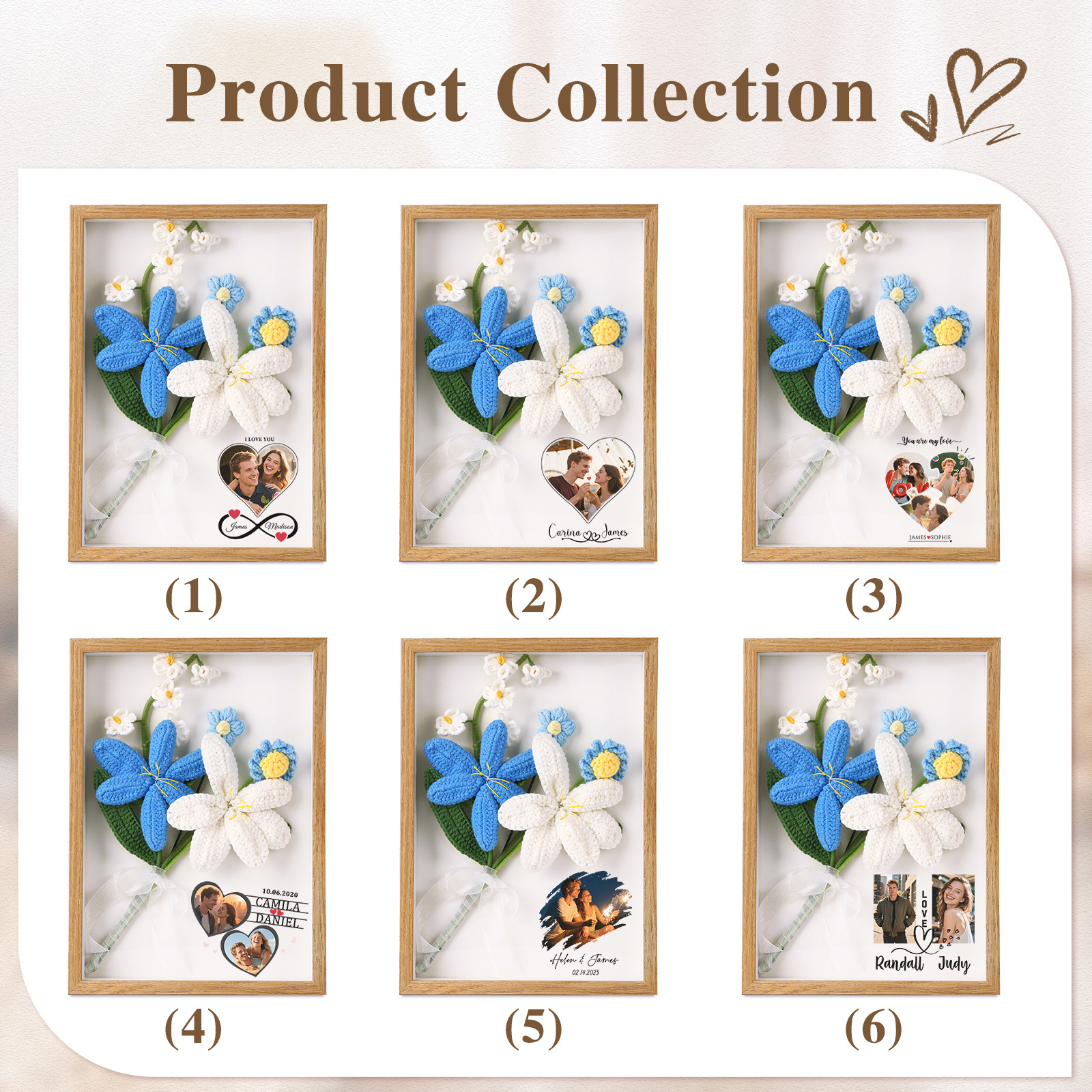 Personalised 3D Tulip Crochet Flower Photo Frame