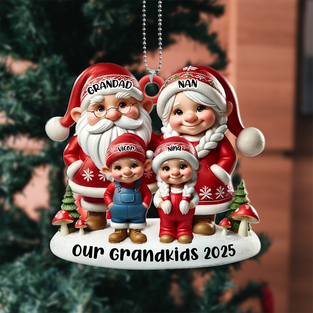 Personalised Santa Grandparents & Grandkids 2025 Ornament