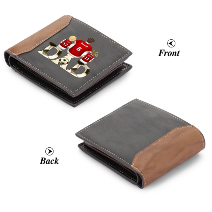 Personalised Football PU Leather Wallet Custom 1-4 Names Family Design Gift for Dad | Jessemade