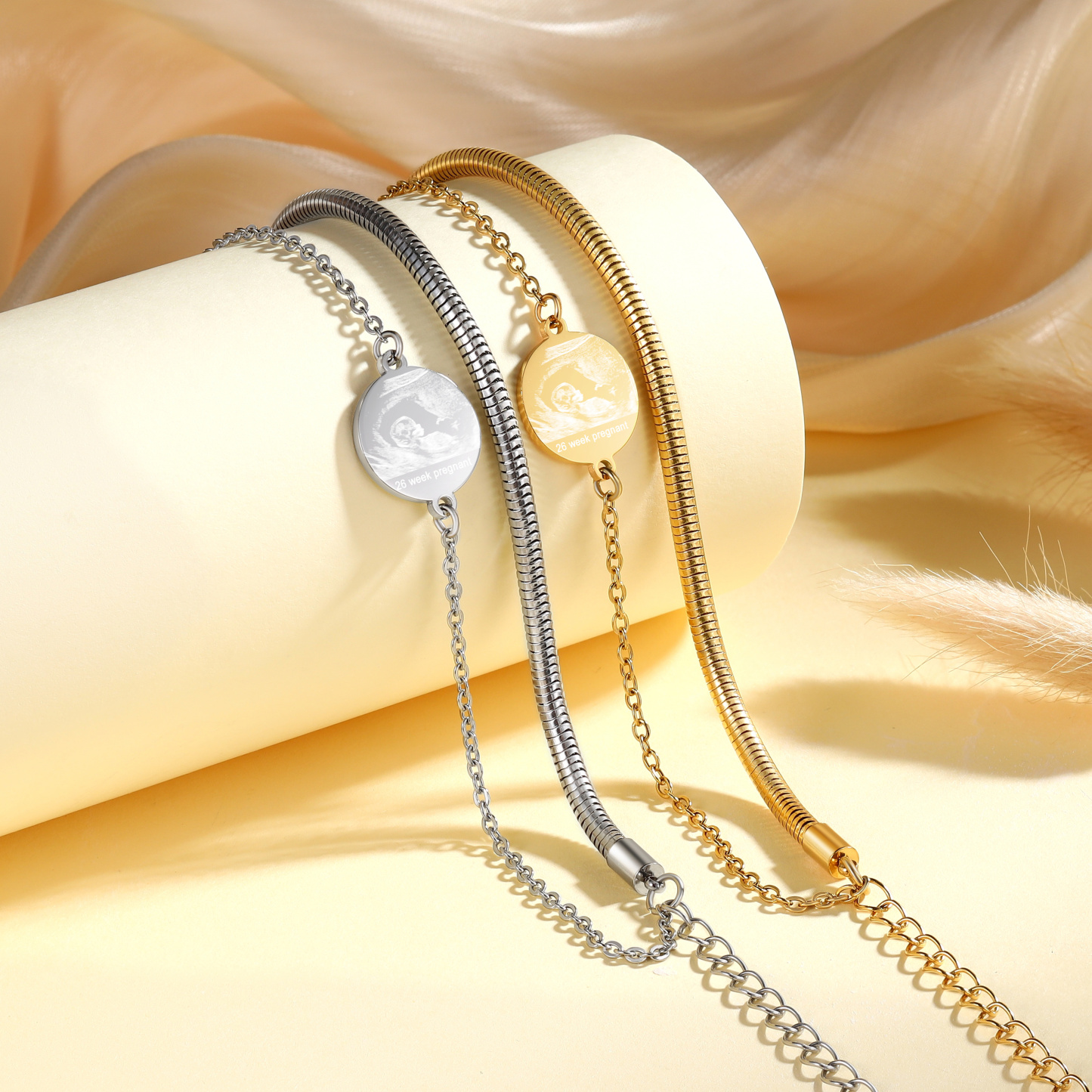 Personalised Pet Portrait Snake Chain Bracelet