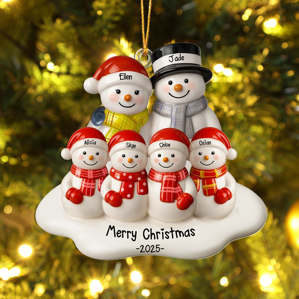 Personalised Family Snowman Christmas Tree Ornament