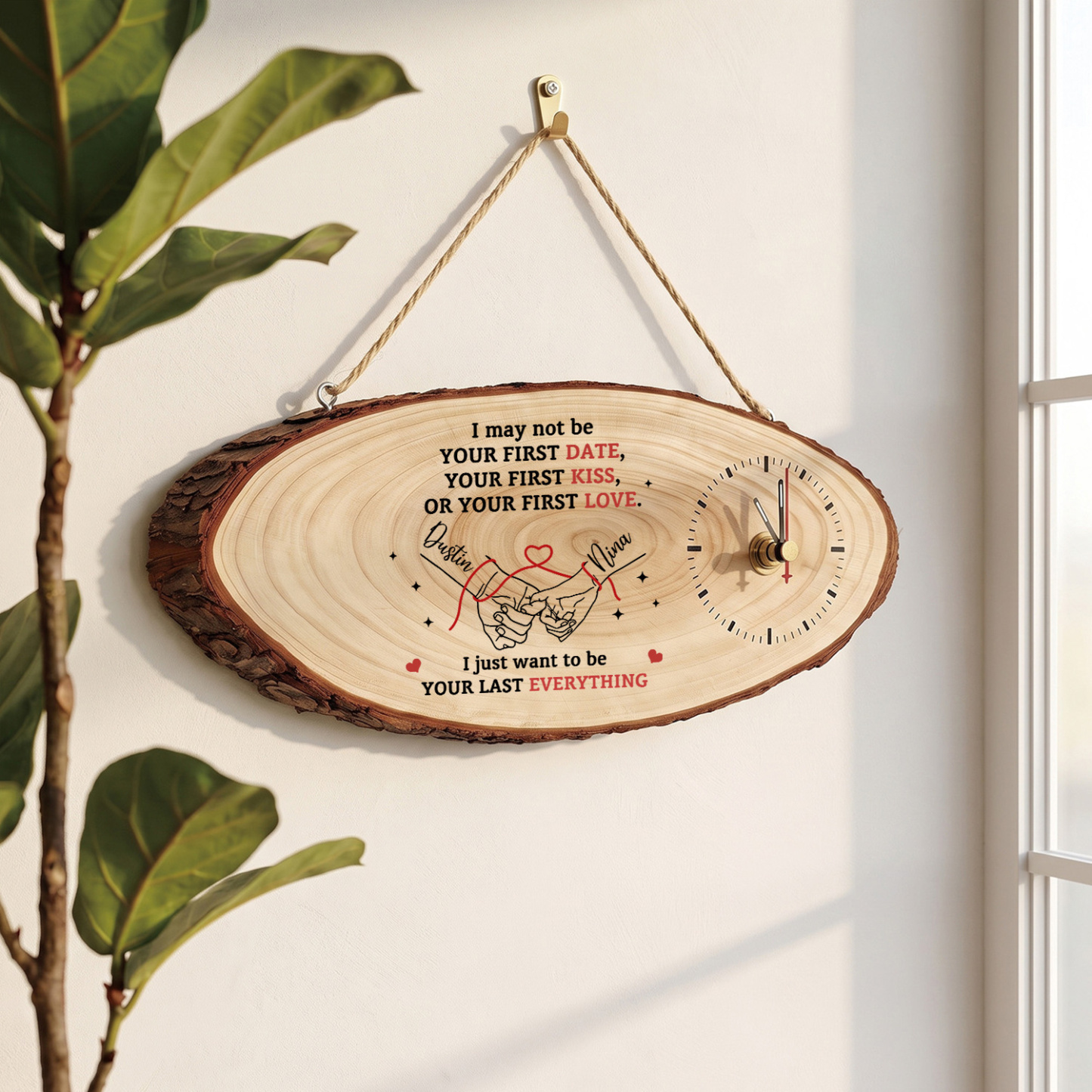 Personalised Rustic Wooden Couple’s Clock Gift