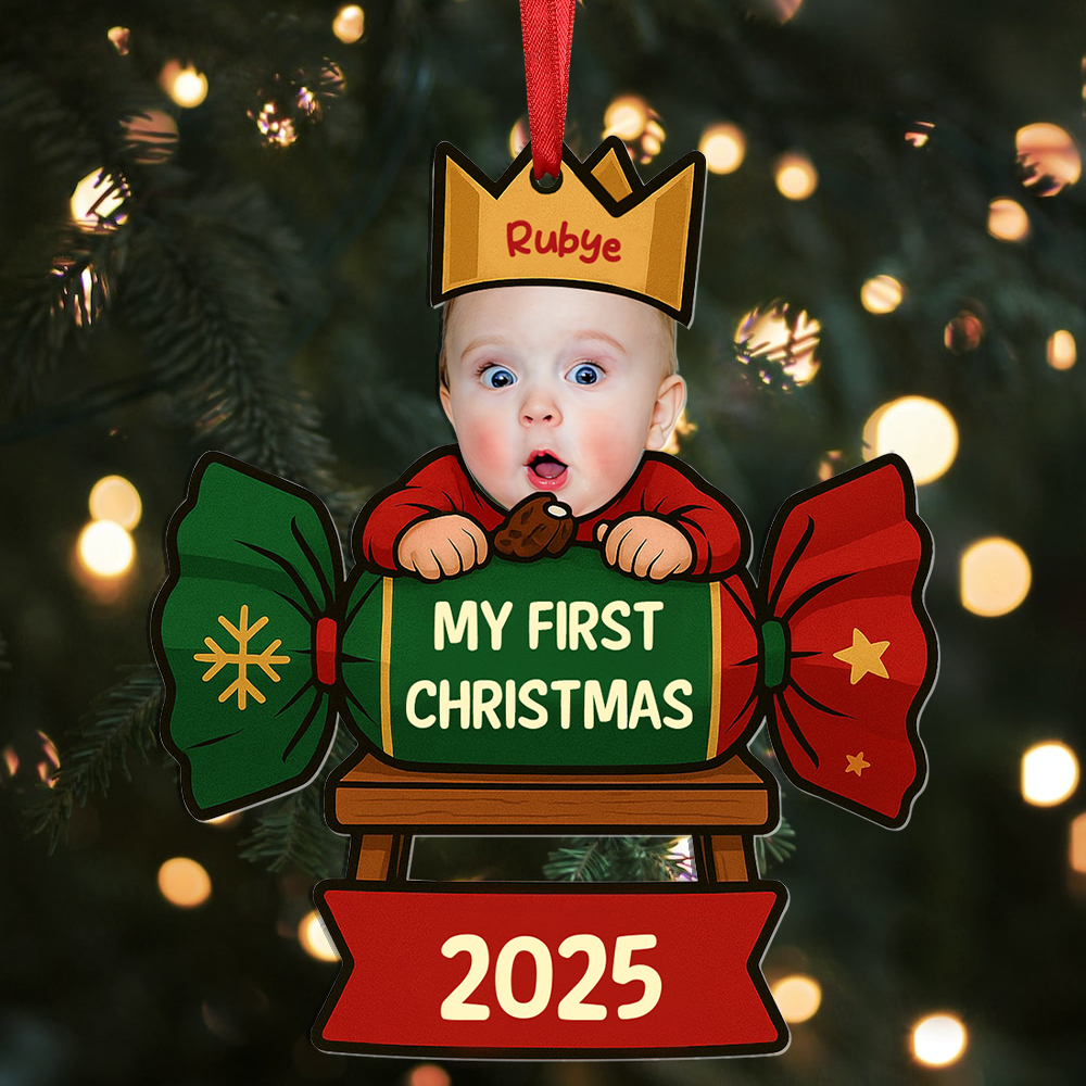 Personalised Baby's First Christmas Cracker Ornament