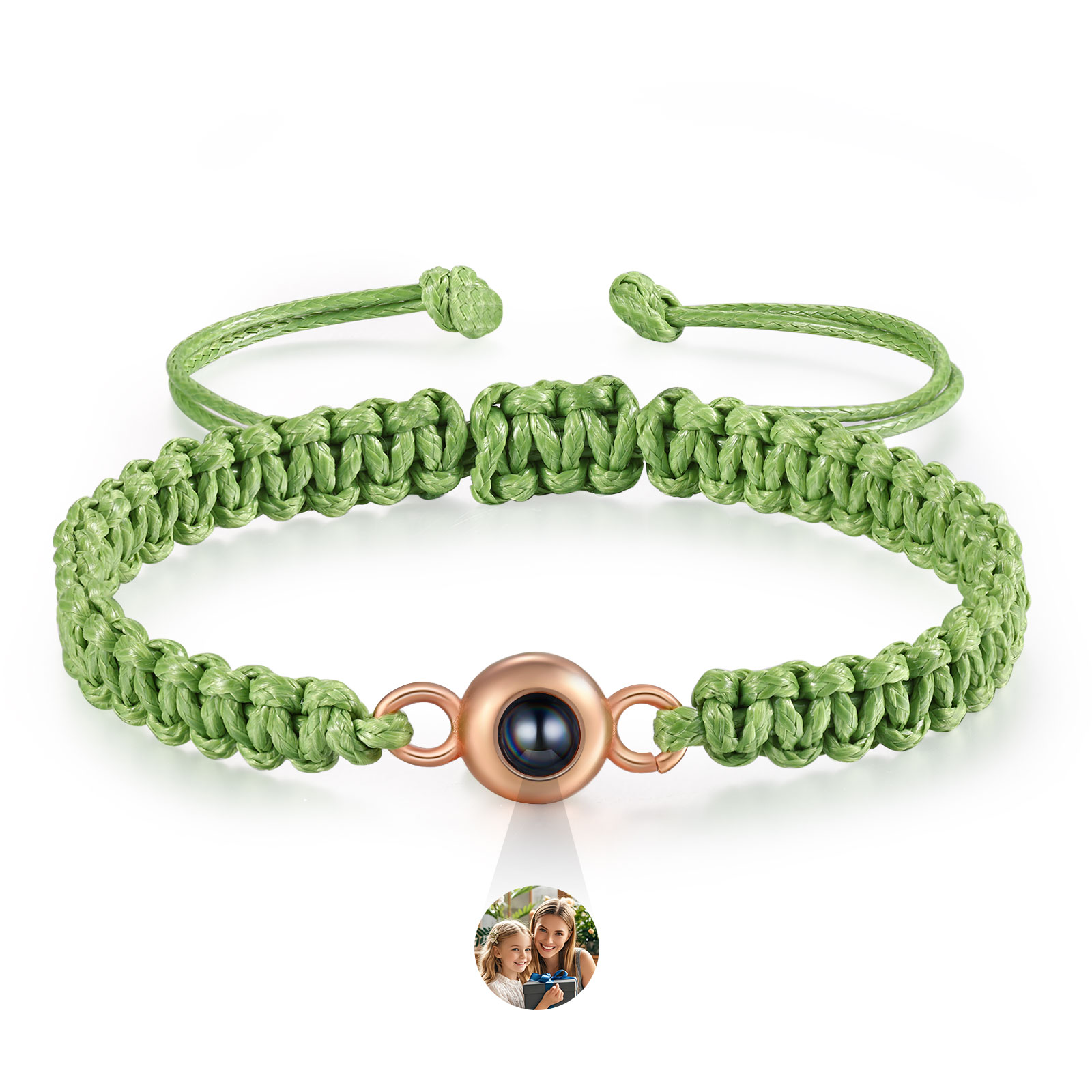 Personalised Photo Projection Bracelet Custom Adjustable Braided Cord Birthday Anniversary Gift for Girlfriend Boyfriend Friend Mum Dad | Jessemade