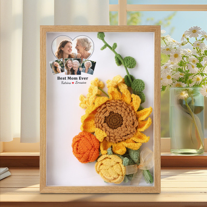 3D Crochet Flower Frame Custom Photo Name Gift for Women | Jessemade