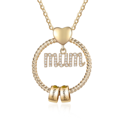 Personalised Mum Circle Necklace With 1-6 Names&Birthstones Pendant Gift For Mum | Jessemade