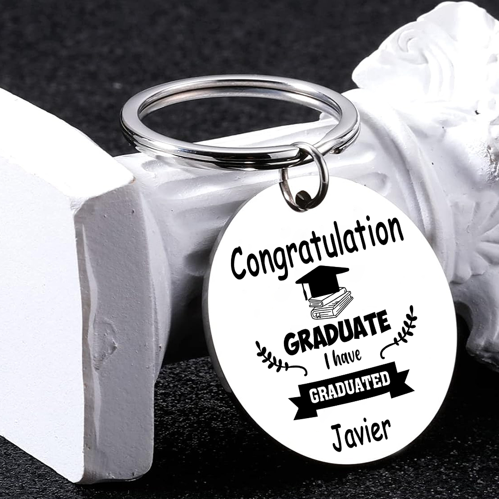 Personalised Name Exquisite Round Graduation Keyring Gift For Her/Him