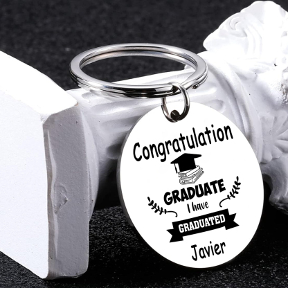 Personalised Name Exquisite Round Graduation Keyring Gift For Her/Him