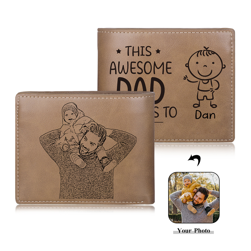 1 Name-Personalised Doll Customized Leather Men's Wallet Customized Name Folding Wallet With Gift Box for Dad
