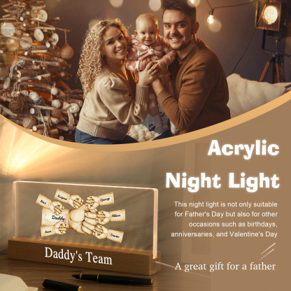 7 Names - Personalised Fist Bump Pattern Table Lamp Customized Text Father's Day Gift for Dad