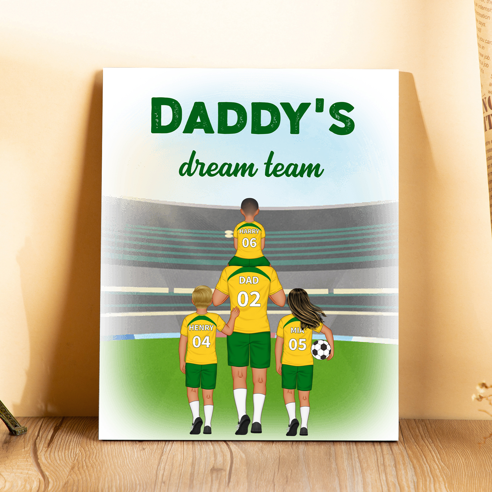 To My Dad - Wooden Frame Dad's Football Team 2-9 Personalised Name with Text