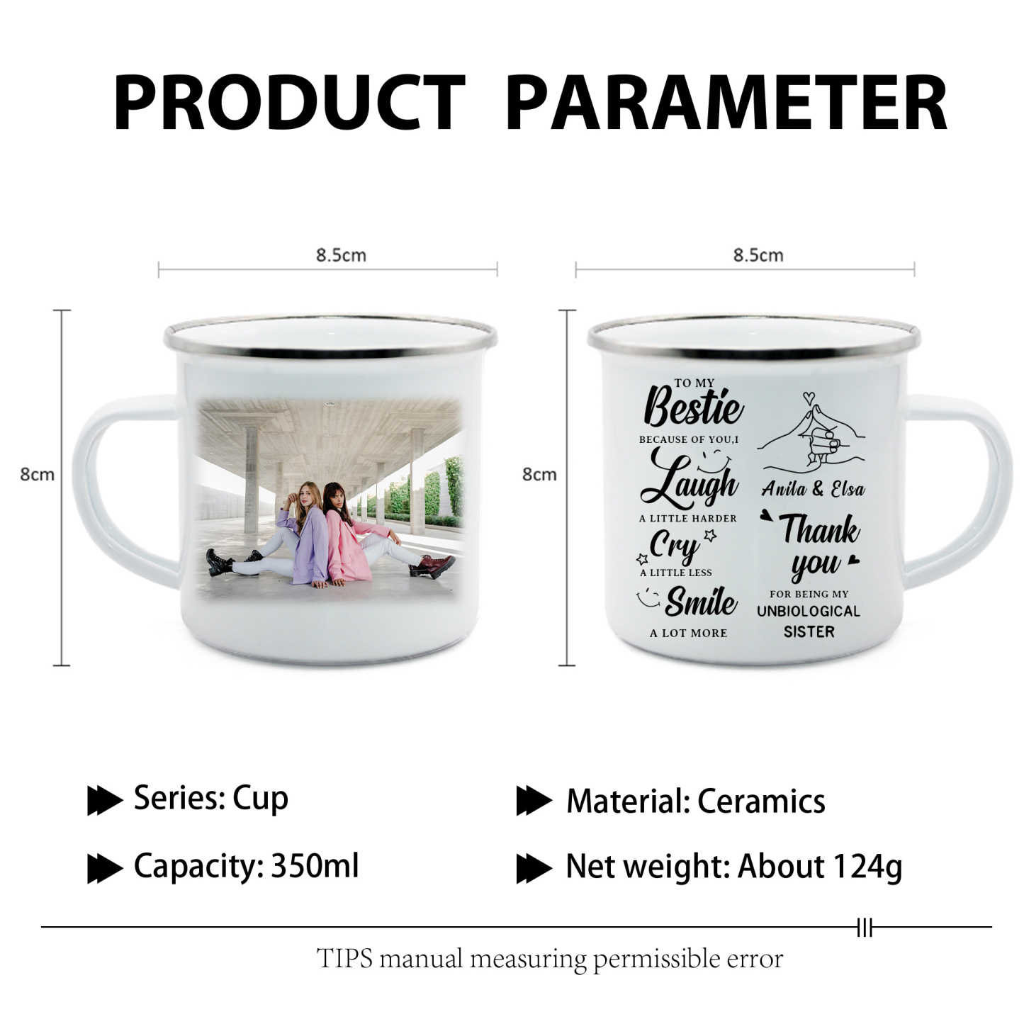 Personalised 2 Names And Photo Mug-Custom Set With Gift Box To My Bestie Birthday Gift Ceramic Coffee Mug for Friend