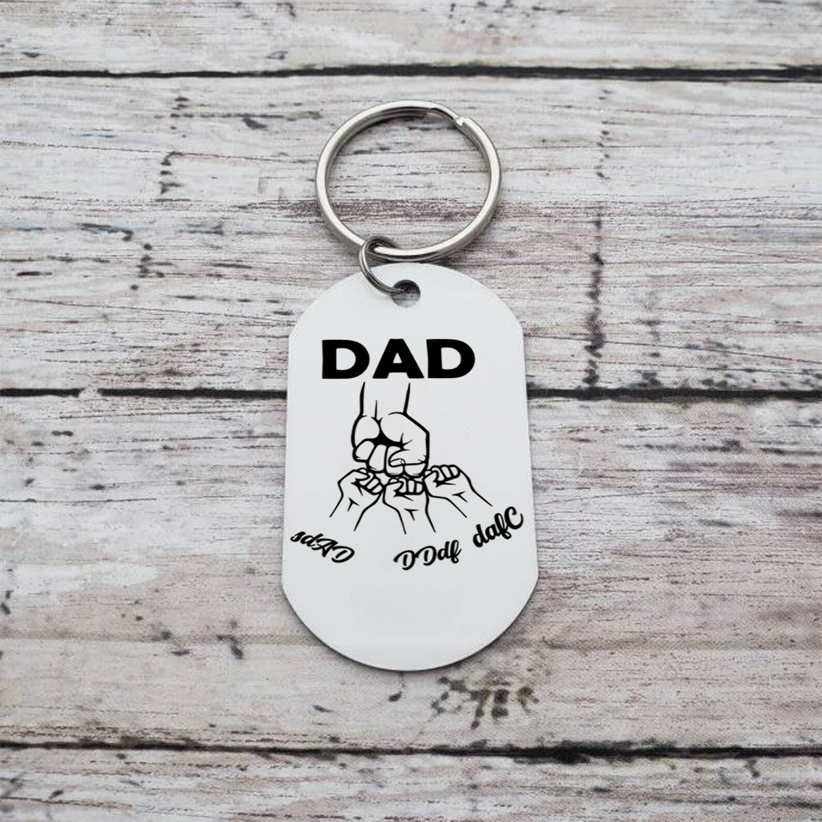 1-3 Names-Personalised Dad's Football Team Fist Keychain Custom Names Gift For Dad/Grandad