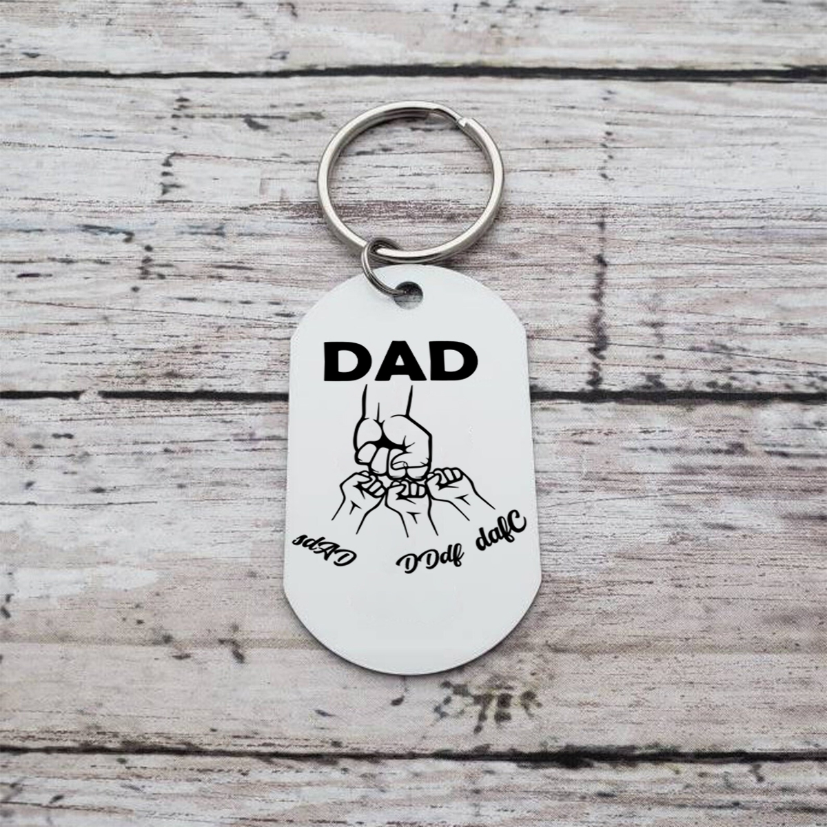 1-3 Names-Personalised Dad's Football Team Fist Keychain Custom Names Gift For Dad/Grandad