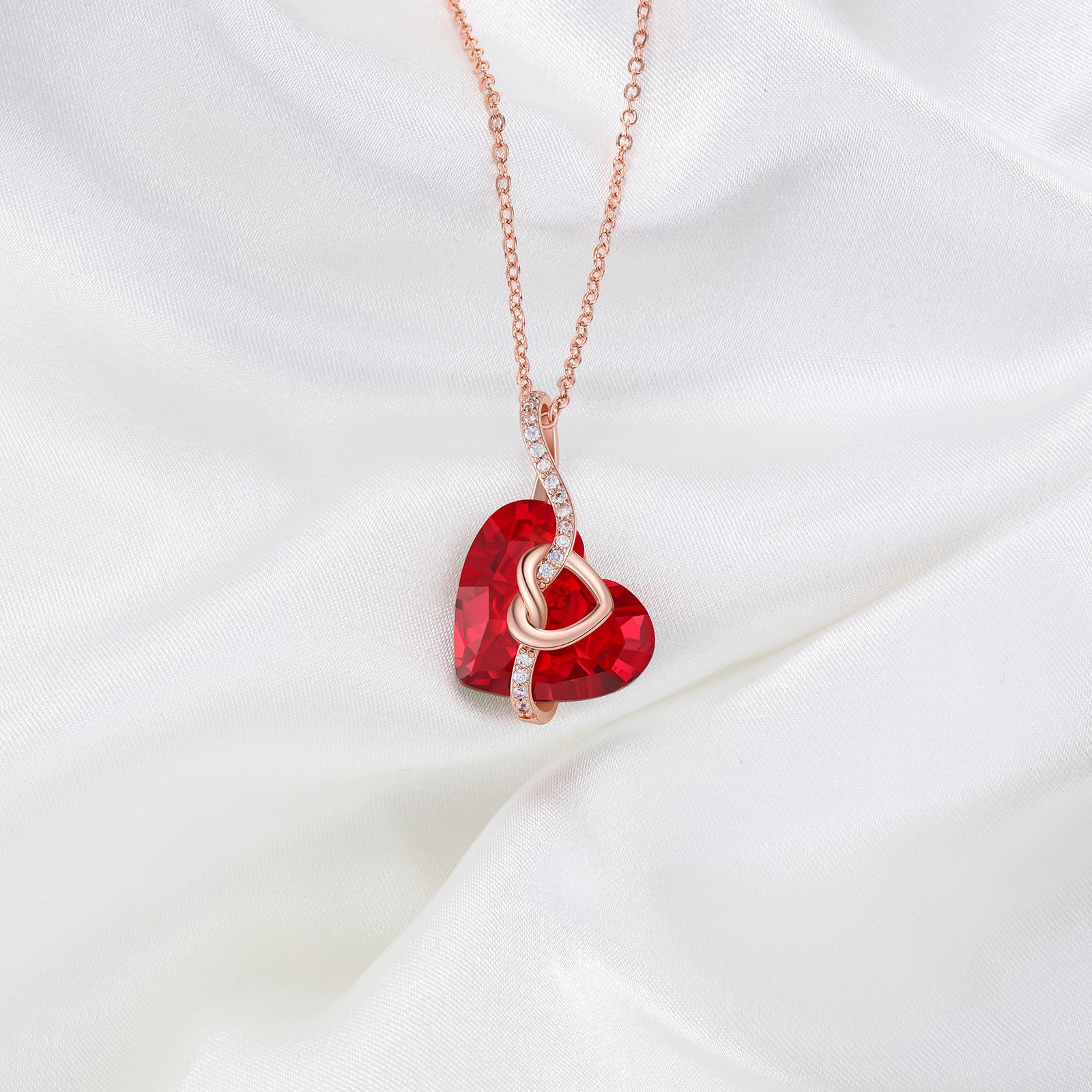 Heart-shaped Crystal Necklace Birthstone Necklace Gifts For Her