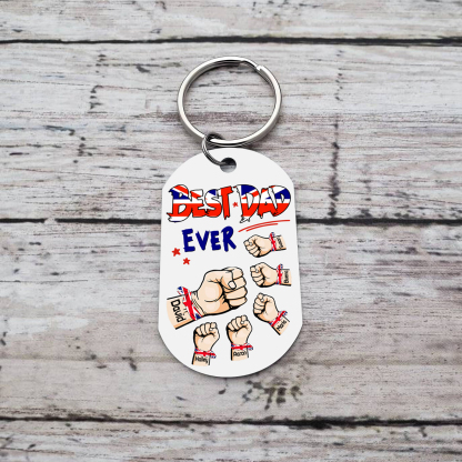 6 Names - Personalised Fist Bump Pattern Keyring Custom Name Gift for Dad